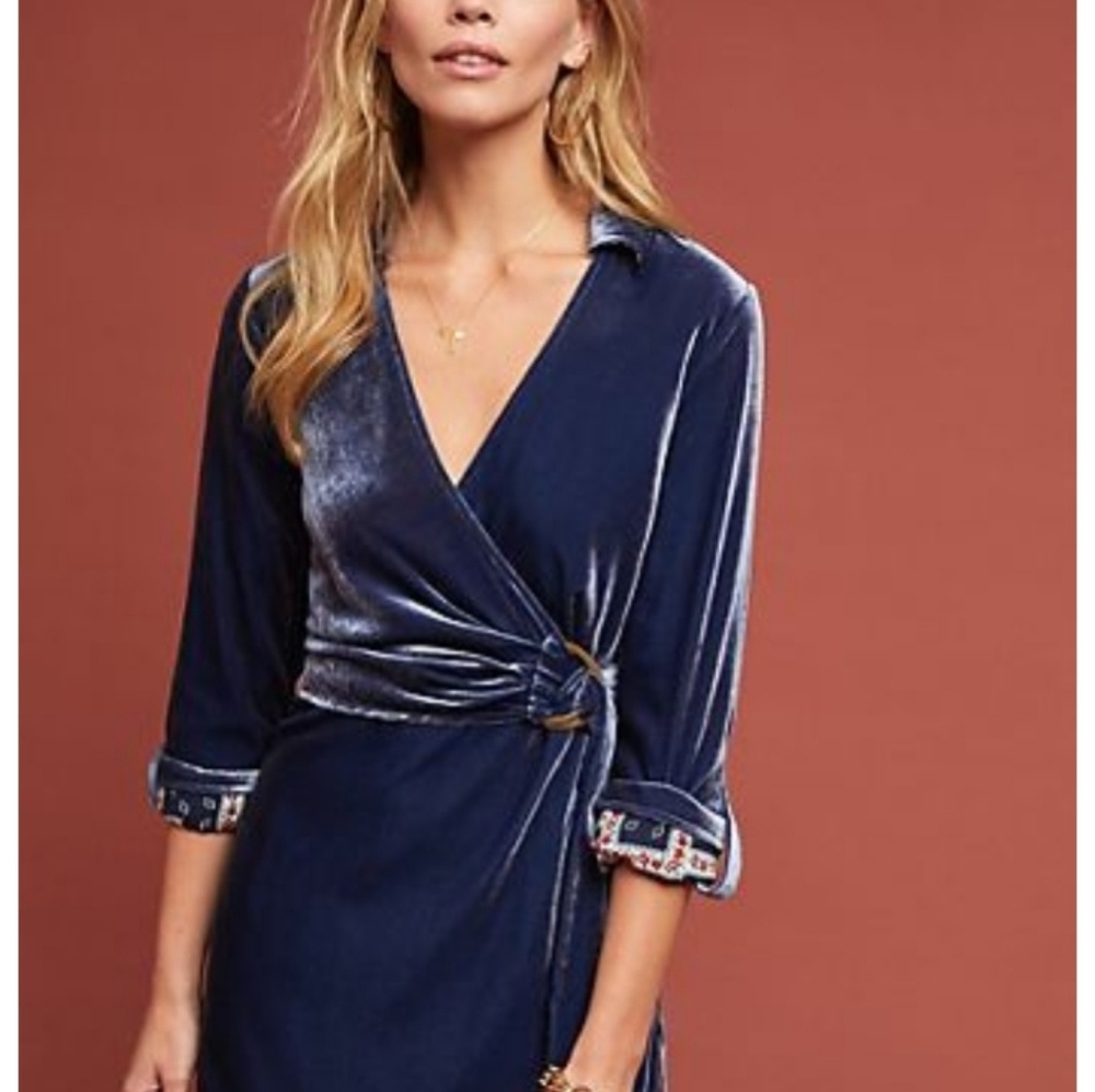 Maeve Blue Velvet Dress